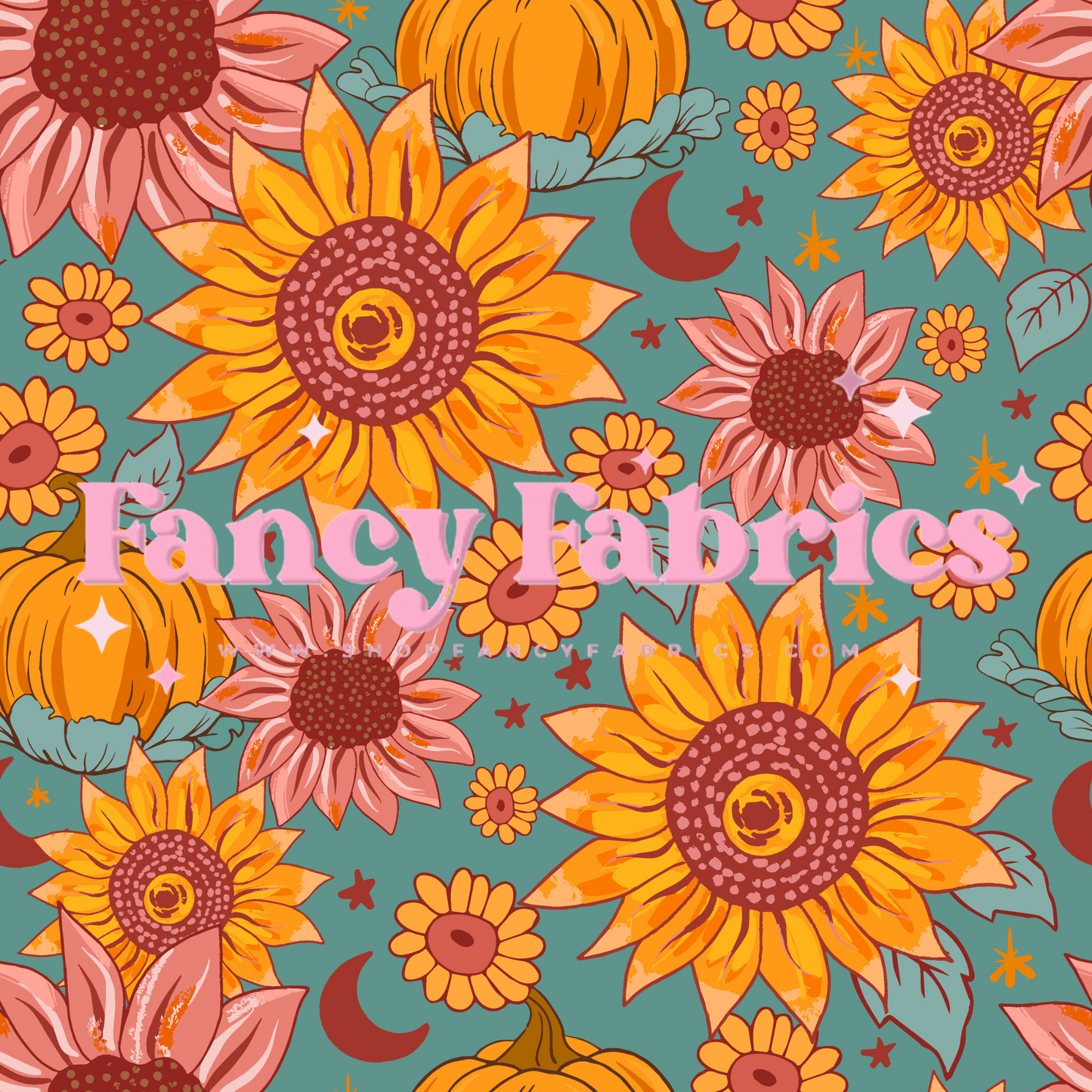 Muse Bloom | Sunflowers (Teal) | PREORDER | By The Yard