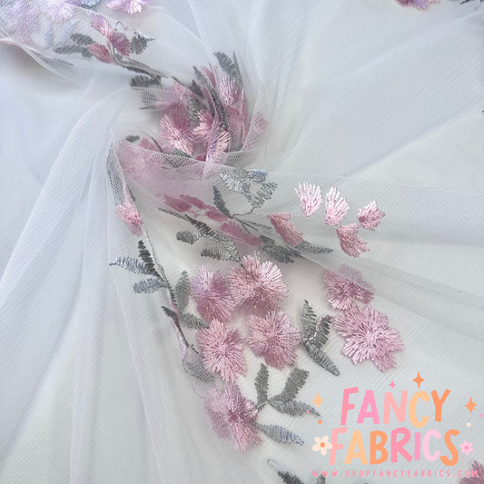 Loretta | Floral Embroidered Mesh | Ready To Ship