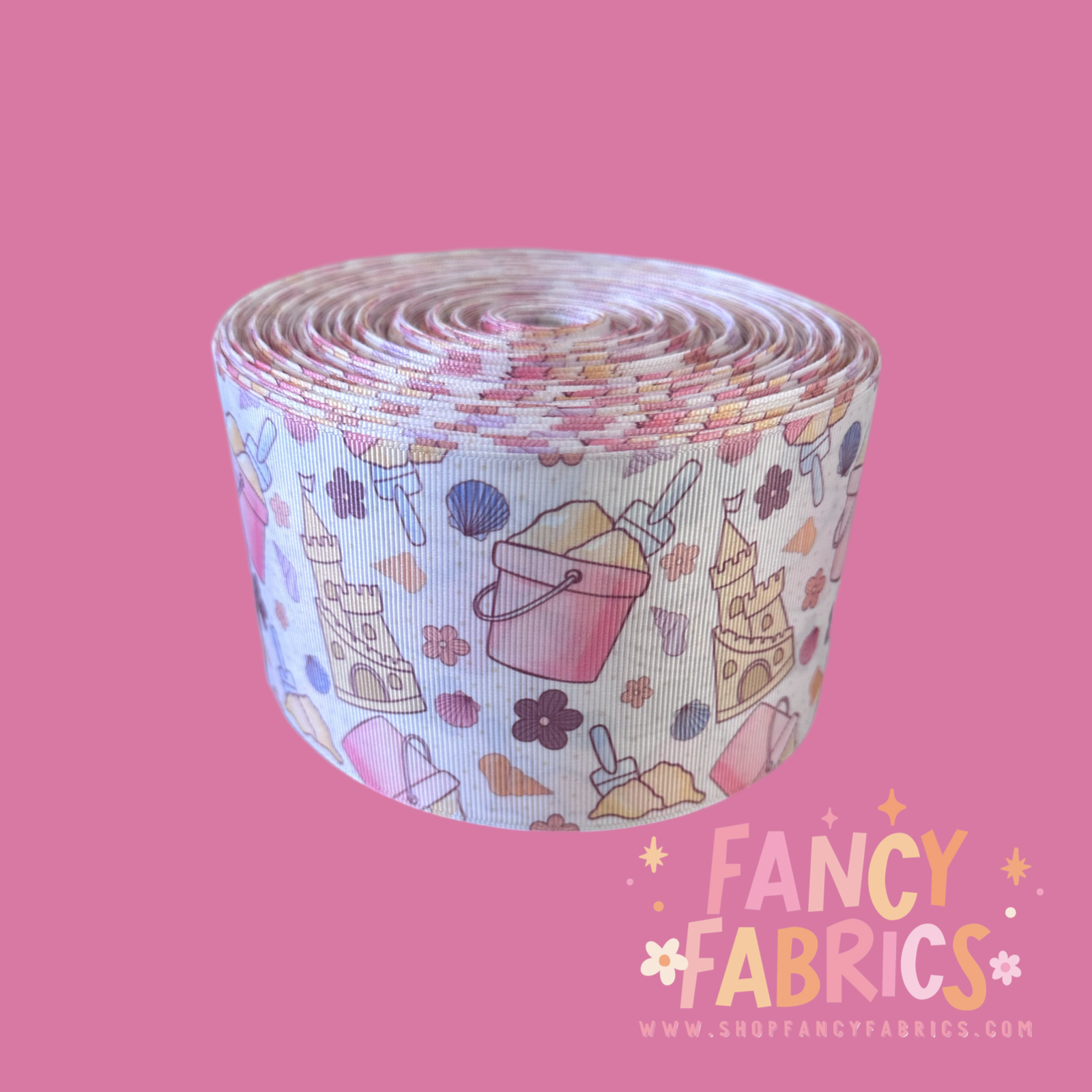 Sand Castles 3" single sided ribbon