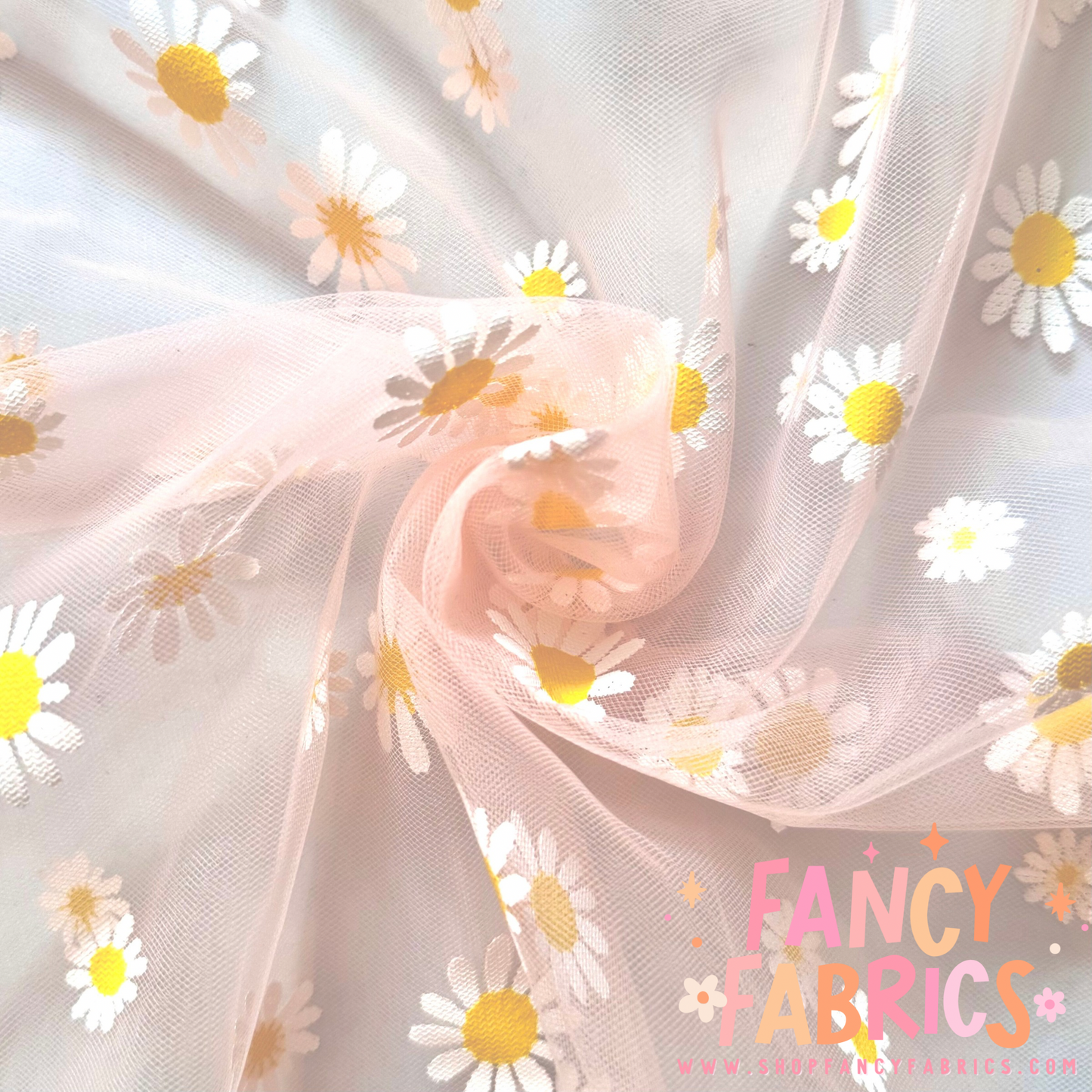 Stamped Daisy (Soft Coral) Mesh