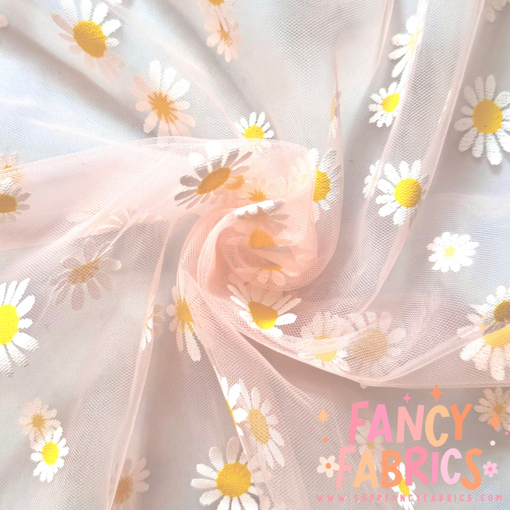 Stamped Daisy (Soft Coral) Mesh