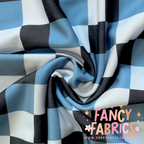 blue checkered swim fabric ready to ship