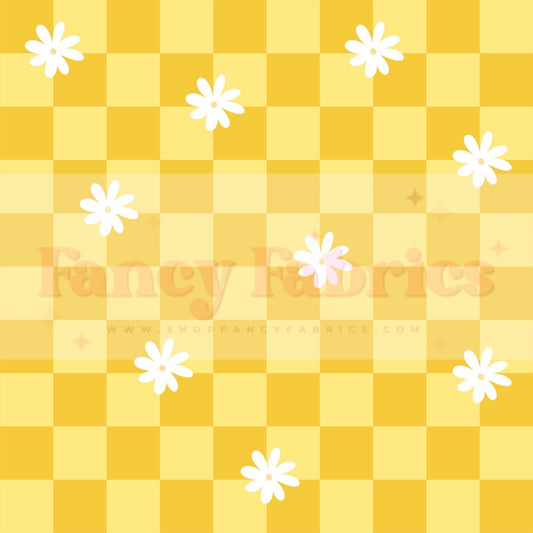 Yellow Floral Checkers | PREORDER | By The Yard