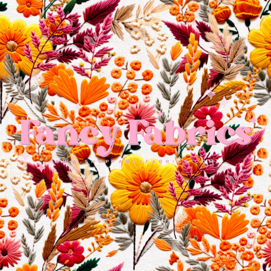 Fall Floral Embroidery | PREORDER | By The Yard