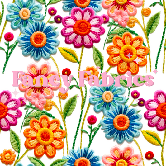 Rainbow Daisy Embroidery | PREORDER | By The Yard
