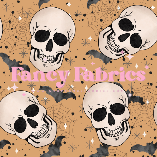 Skulls (Orange) | PREORDER | By The Yard