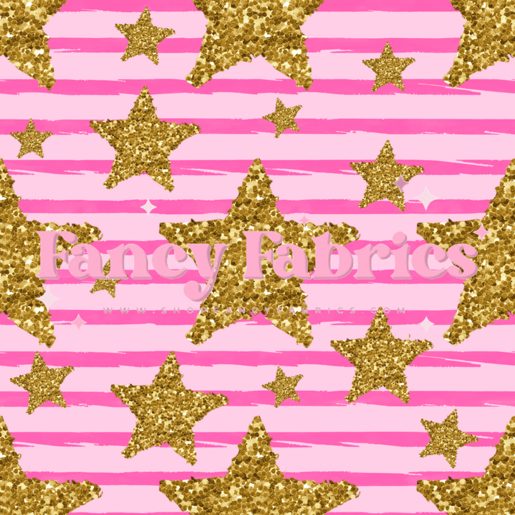 Gold Glitter Stars | PREORDER | By The Yard