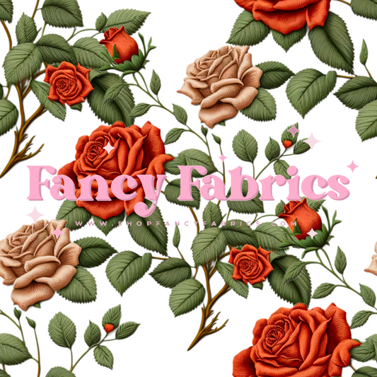 Embroidered Roses | PREORDER | By The Yard