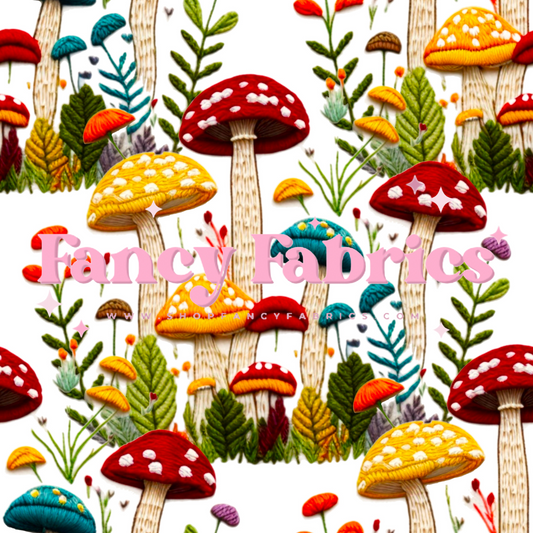 Mushroom Embroidery | PREORDER | By The Yard