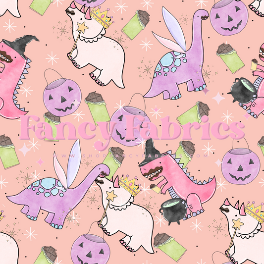 Pink Dino Trick Or Treaters | PREORDER | By The Yard