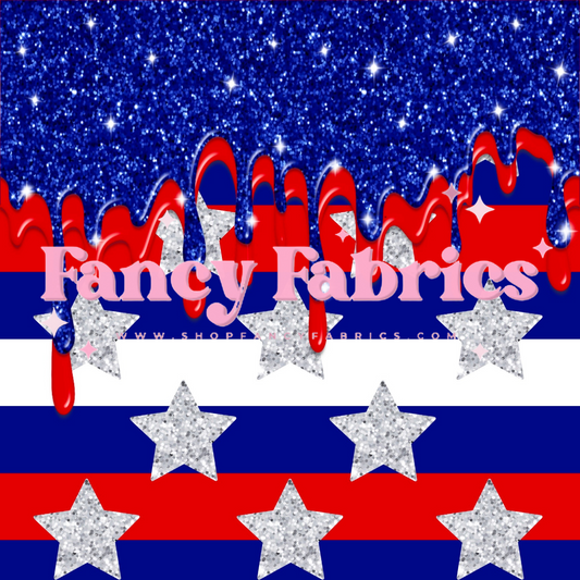 Creative Graphics | Patriotic Glitter Drip | PREORDER | By The Yard