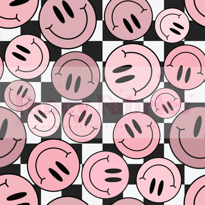 Pink Checker Smileys | PREORDER | By The Yard