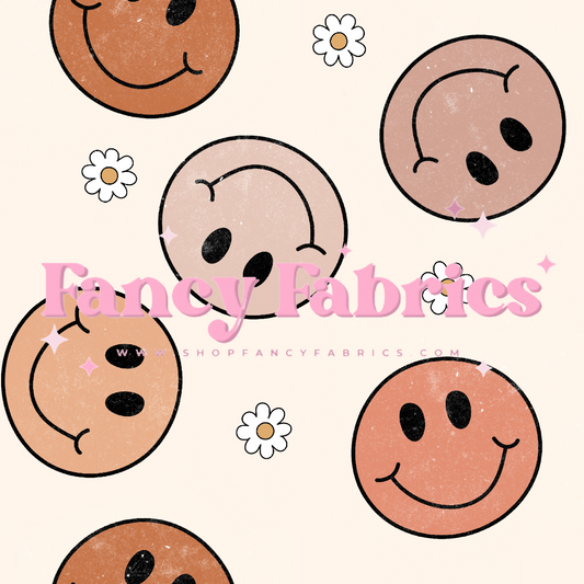 Neutral Smiley Daisies | PREORDER | By The Yard