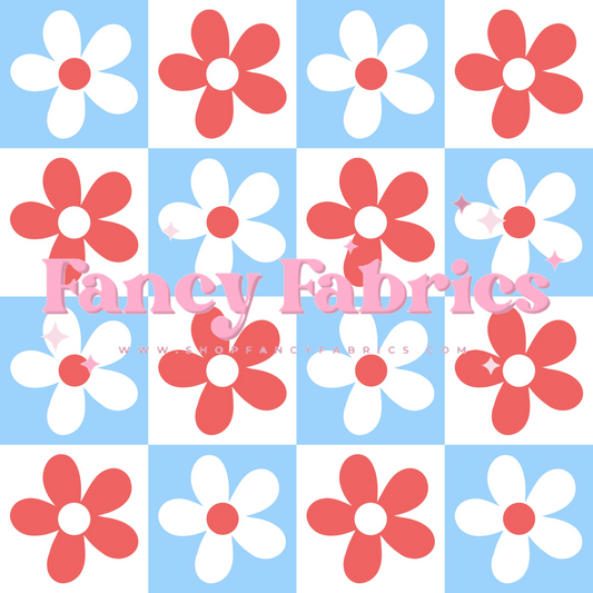 Patriotic Checker Floral | PREORDER | By The Yard