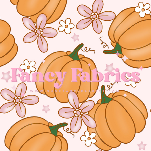 Pumpkin Floral (Pink) | PREORDER | By The Yard