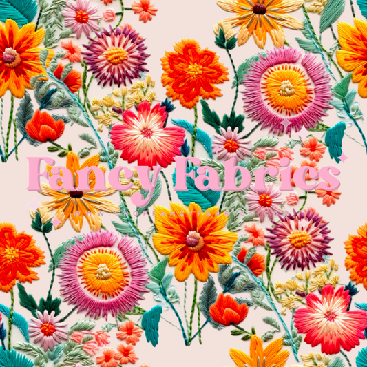 Bright Wildflower Embroidery | PREORDER | By The Yard