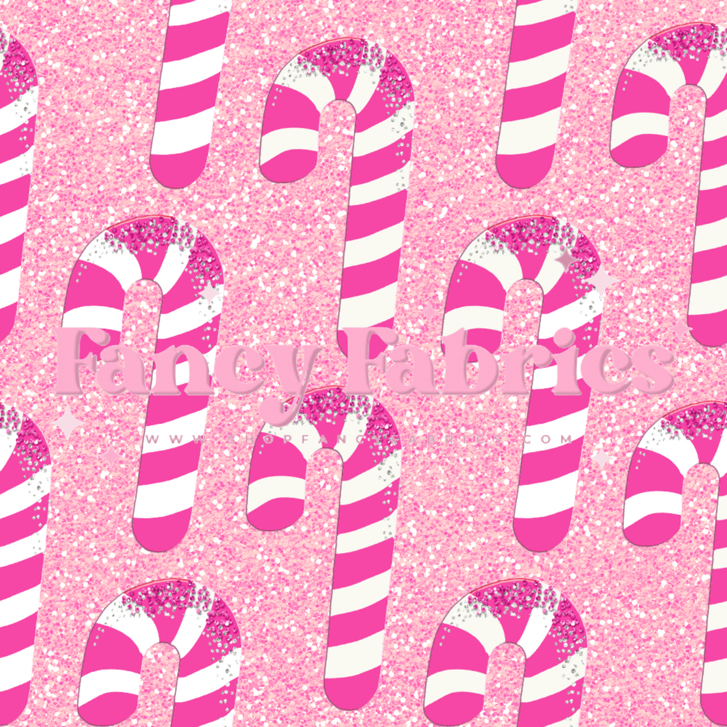 Pink Glitter Candy Canes | PREORDER | By The Yard