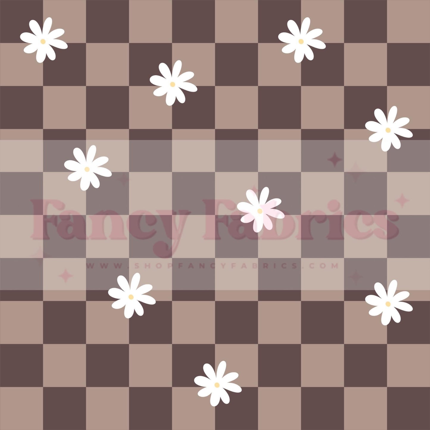 Brown Floral Checkers | PREORDER | By The Yard