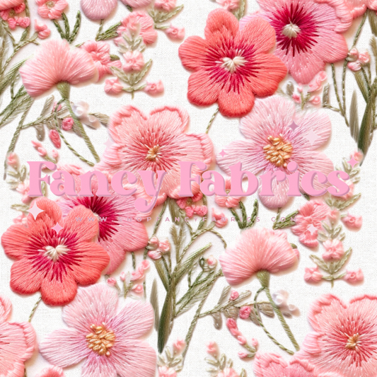 Pink Floral Embroidery | PREORDER | By The Yard