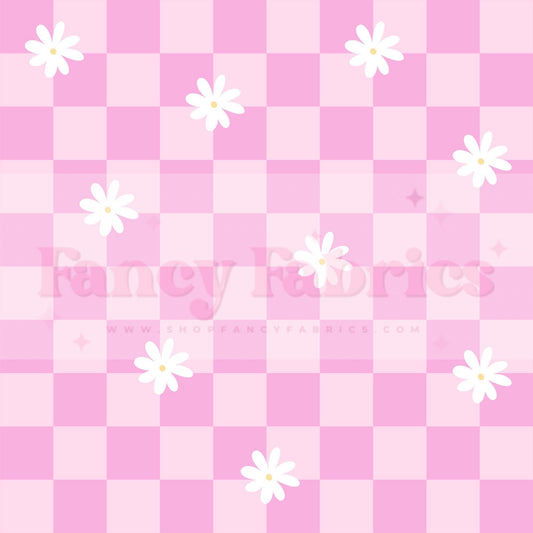 Pink Floral Checkers | PREORDER | By The Yard