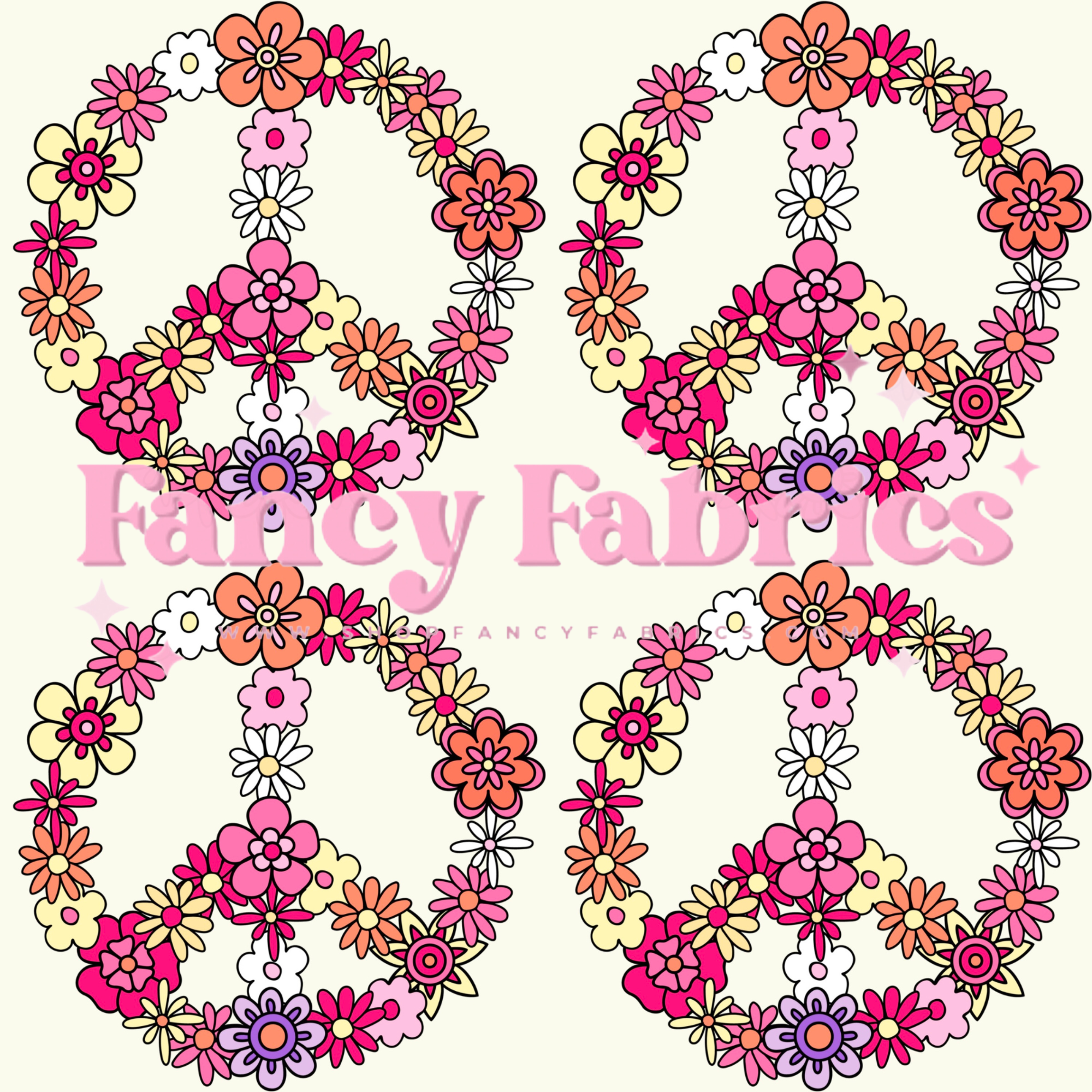 Creative Graphics | Peace Sign Flowers | PREORDER | By The Yard