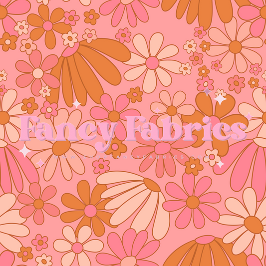 Pink Retro Floral | PREORDER | By The Yard