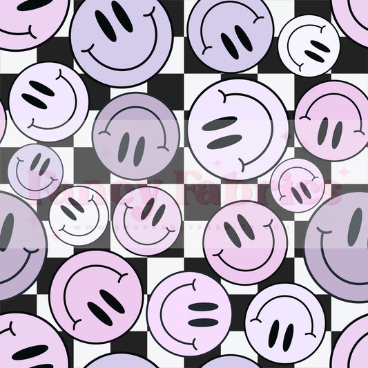 Purple Checker Smileys | PREORDER | By The Yard