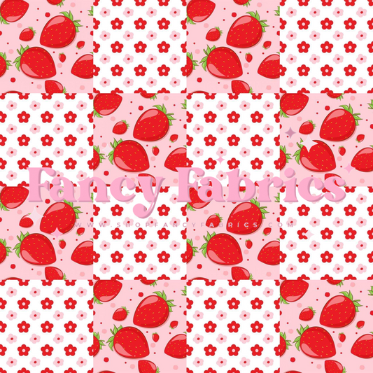 Strawberry Floral Patchwork | PREORDER | By The Yard