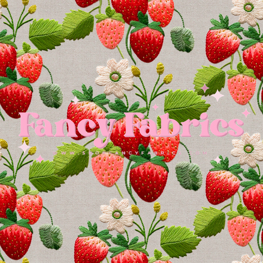 Strawberry Embroidery | PREORDER | By The Yard