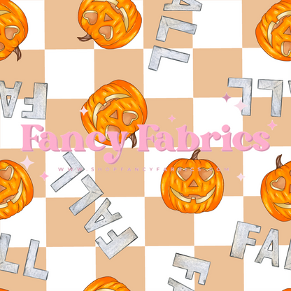 Fall Pumpkin Checkers | PREORDER | By The Yard