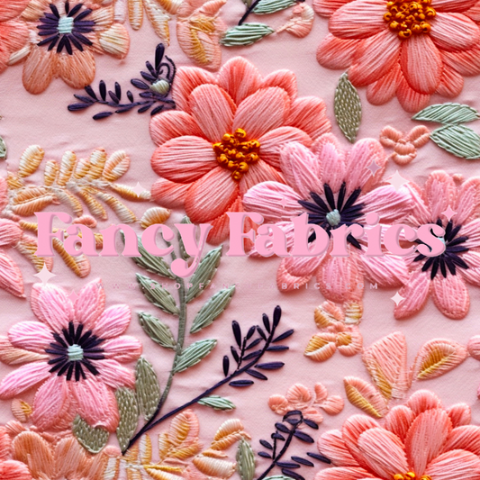 Pink Embroidery | PREORDER | By The Yard
