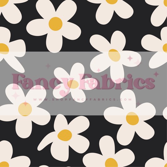 Muse Bloom | Simple Daisies (Black) | PREORDER | By The Yard