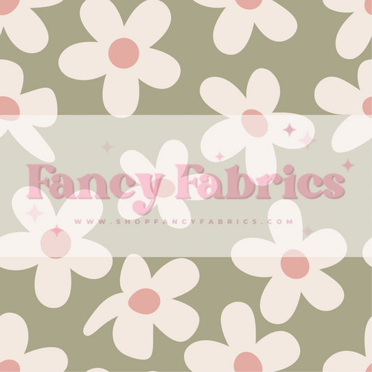 Muse Bloom | Simple Daisies (Green) | PREORDER | By The Yard