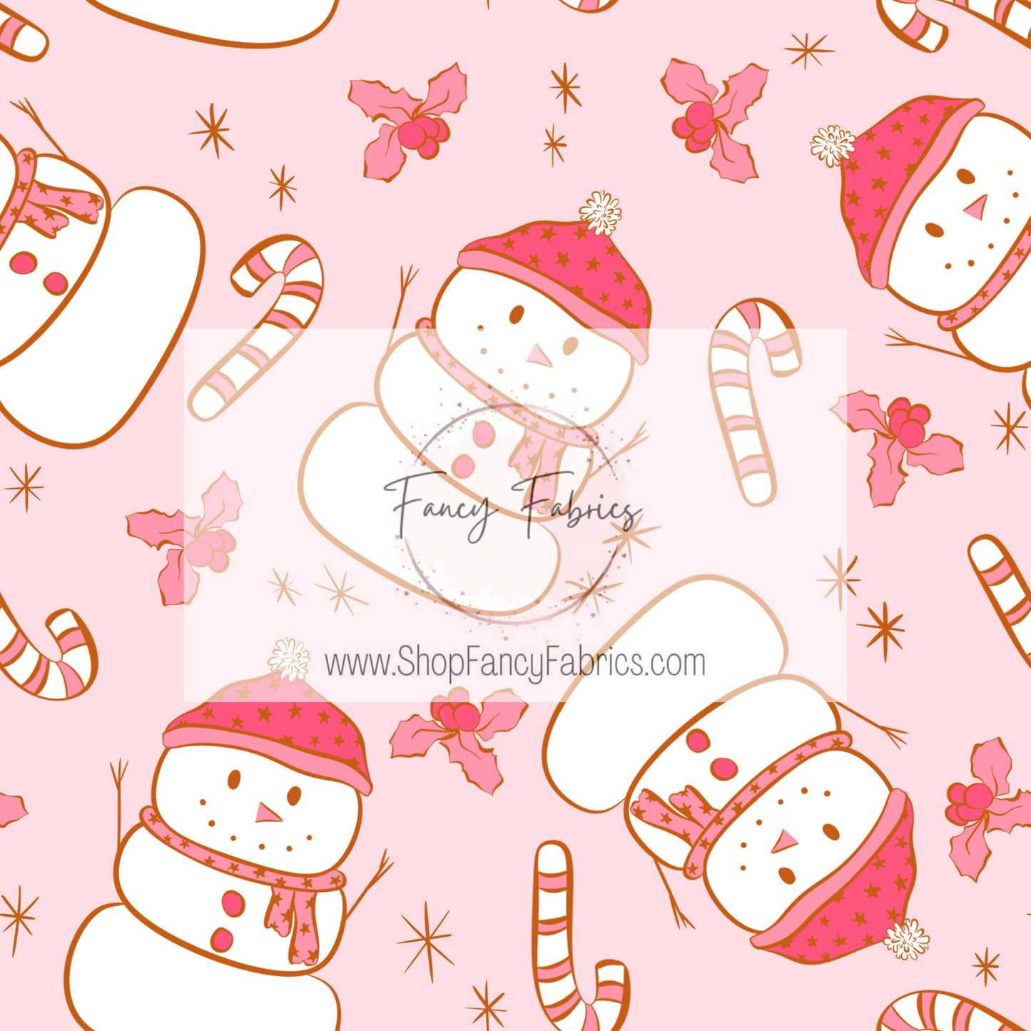 Pink Snowmen | PREORDER | By The Yard