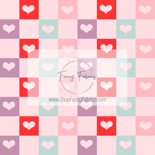 Pink Heart Checkers | PREORDER | By The Yard