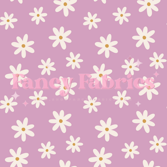 Lauren Liza Designs | White Daisy Fuschia | PREORDER | By The Yard