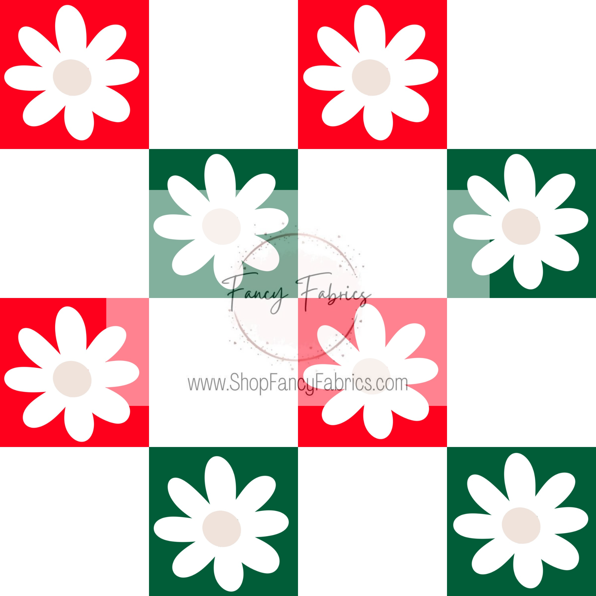 Christmas Flower Checkers | PREORDER | By The Yard – Fancy Fabrics
