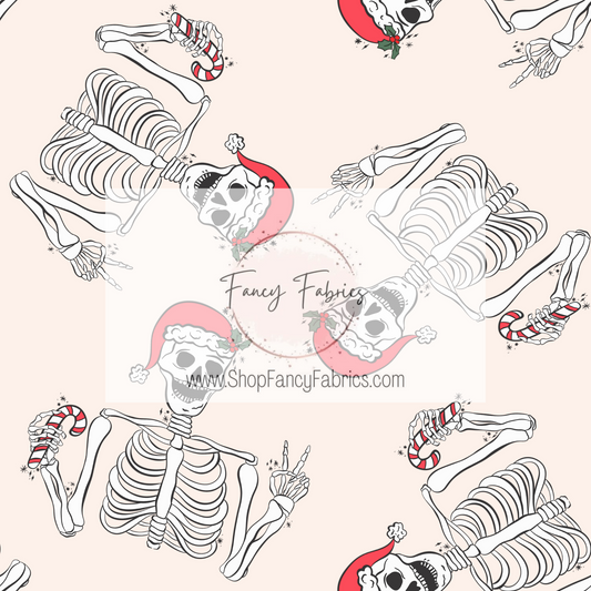 Christmas Skeletons (Red) | PREORDER | By The Yard