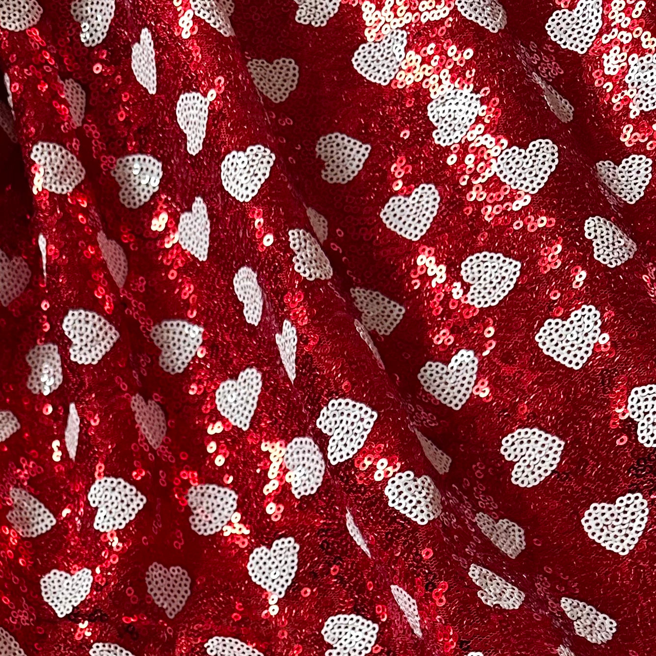 Red | Heart Sequin Mesh