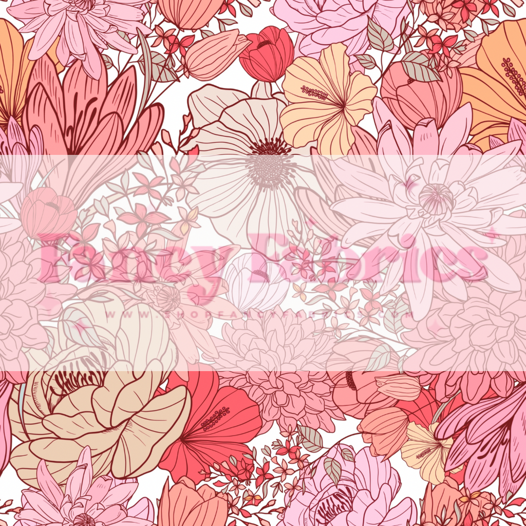 Pink Boho Sketched Floral | PREORDER | By The Yard