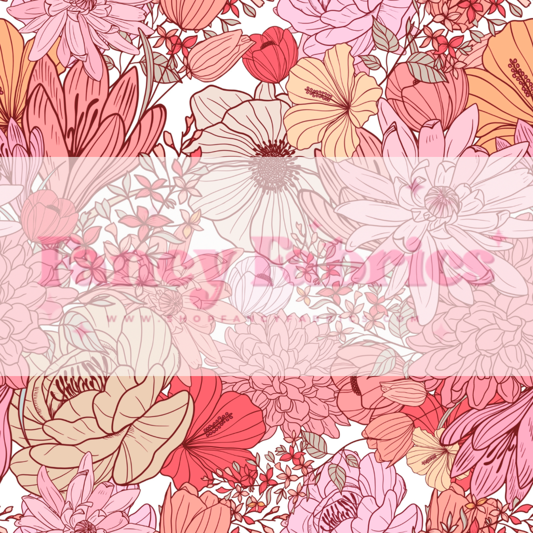 Pink Boho Sketched Floral | PREORDER | By The Yard