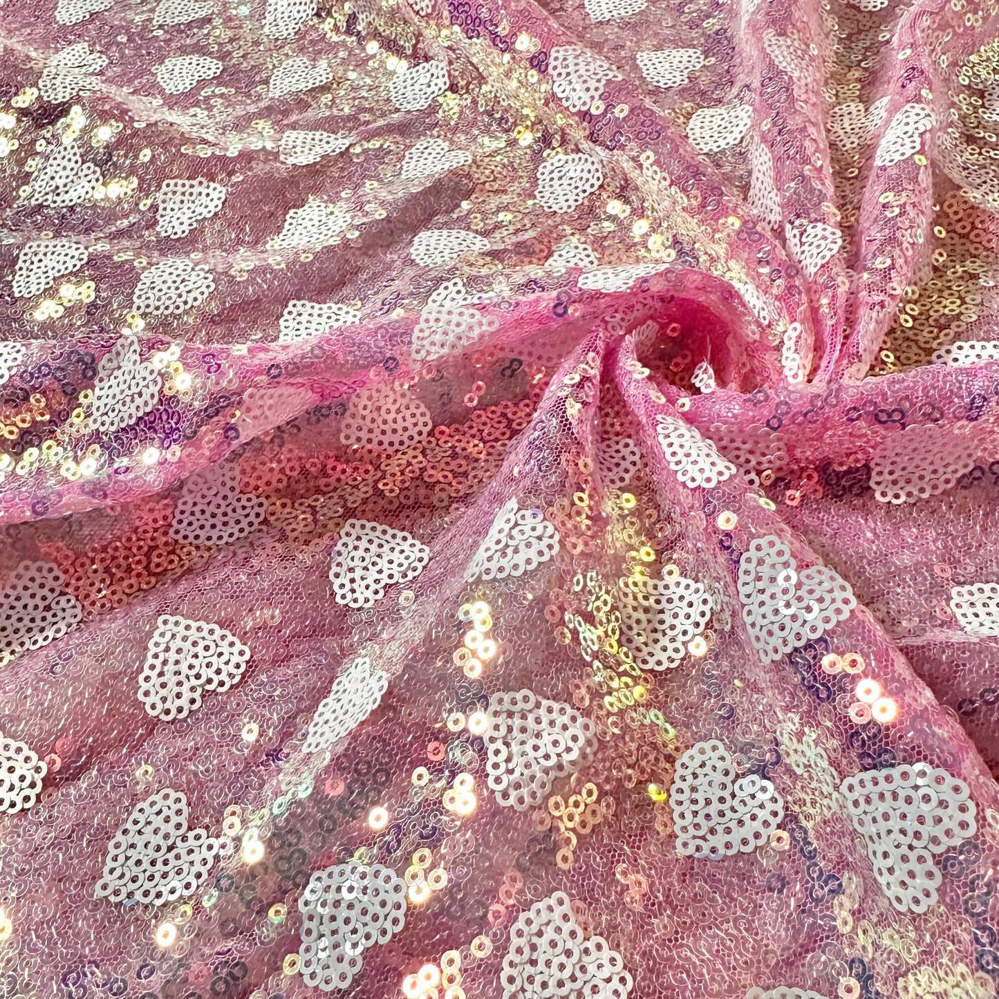 Pink | Heart Sequin Mesh