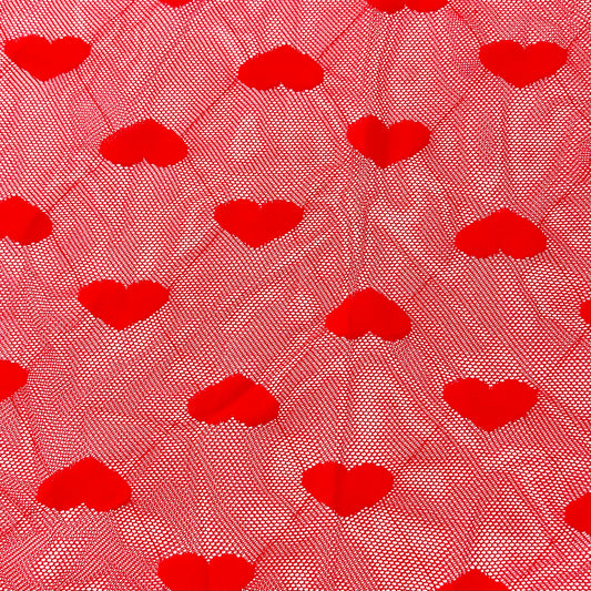 Pattern Hearts (Red) | Stretch Mesh