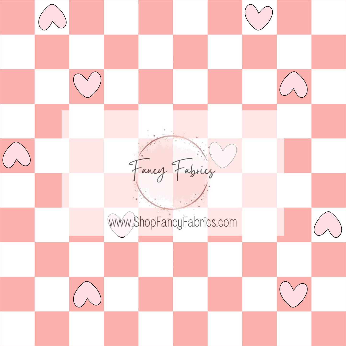 Light Pink V-Day Checkers | PREORDER | By The Yard