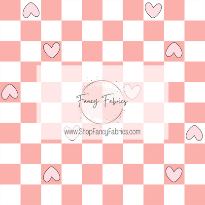 Light Pink V-Day Checkers | PREORDER | By The Yard