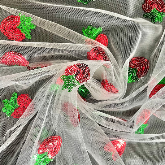 White Strawberries | Sequin Mesh
