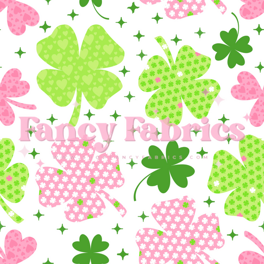 Creative Graphics | Pink Pattern Clovers | PREORDER | By The Yard