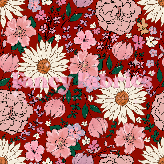 Muse Bloom | Charlotte (Red) | PREORDER | Fabric By The Yard