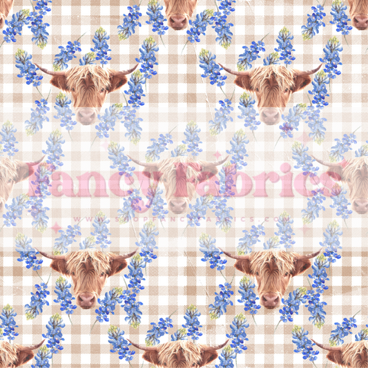 Plaid Bluebonnet Cows | PREORDER | By The Yard