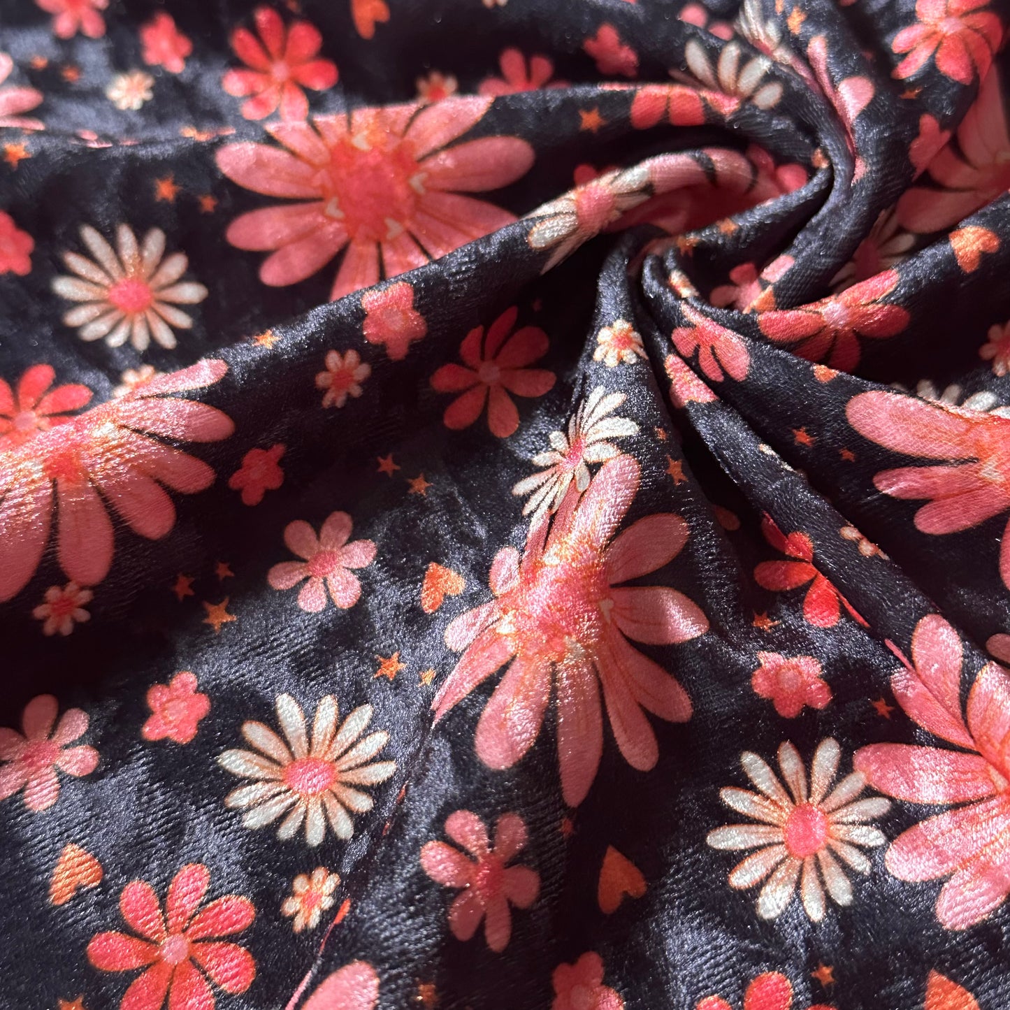 Black Heart Floral | Crushed Stretch Velvet | Ready To Ship